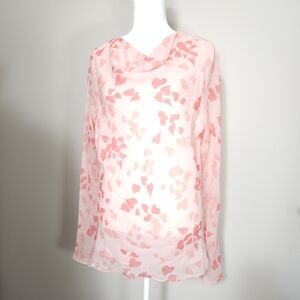 Chadwick's Vintage 100% Silk Women's Pink Heart Pattern Sequined Top Size 16